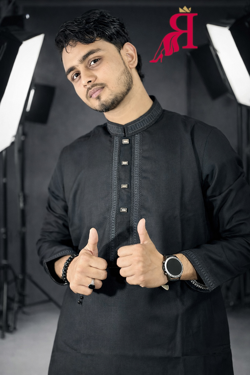 Black Elegance Premium Indian Cotton Panjabiđ¤
