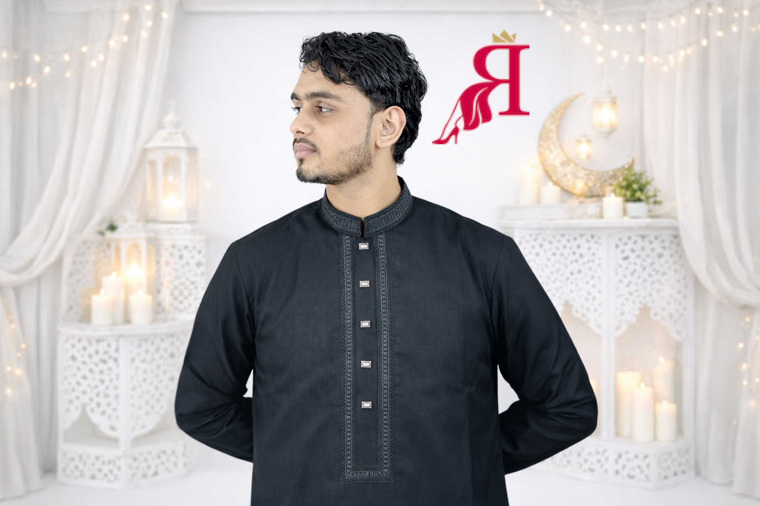 Black Elegance Premium Indian Cotton Panjabiđ¤ - Image 2